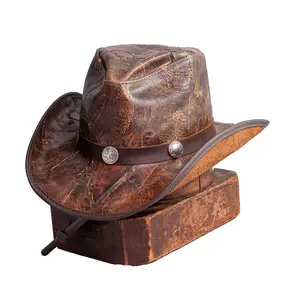 热销西部牛仔帽麂皮户外软呢帽男士遮阳帽西部帽子标志
