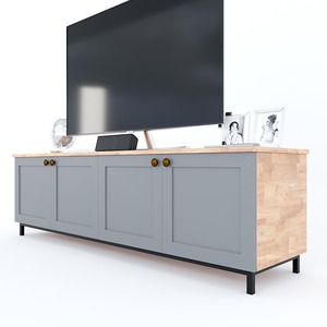 Mueble de TV Contemporáneo de Lujo de 160 cm en Madera de Caucho KTV68072 - Product Image 2