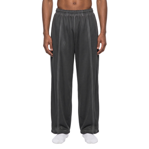 Vintage Wash Wide Leg Mesh <b>Sweatpants</b> for <b>Women</b> Men-Mid-Rise Cotton Street Style with Embroidered Patchwork XL Winter - Product Image 3
