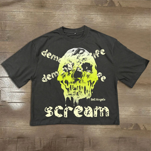 T-shirt court lavé personnalisé pour homme Boxy Fit sérigraphie courte et surdimensionnée T-shirts Boxy personnalisables pour homme - Product Image 4
