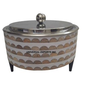 Mother Of Pearl Hotpot Round Shape Dinnerware Designer Casserole High Quality Kitchen Ware Metal <b>Food</b> <b>Warmer</b> - Product Image 1