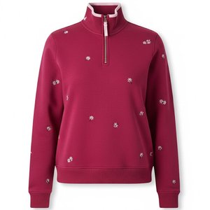 Sweat-shirts pour femmes en gros, logo personnalisé imprimé, rouge, décontracté, fermeture éclair, chaud, hiver, streetwear, respirant, vêtements d'extérieur - Product Image 1