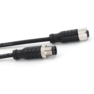 KRONZ M12組み立て済みコネクタ3 <span class=keywords><strong>M</strong></span>ケーブルシールド付きオスストレートPVCブラックアビエーションプラグ4ピンM12サーキュラーコネクタ - Product Image 1