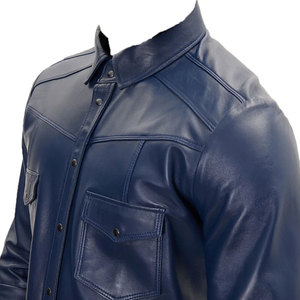 Chemises en cuir pleine fleur de haute qualité pour hommes Poches avant coutures renforcées Chemises pour hommes - Product Image 2