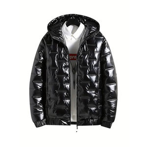 Blouson matelassé décontracté pour homme personnalisé, de haute qualité, à fermeture éclair, à capuche, chaud, épais, brillant, pour l'automne et l'hiver, AFS-PJ-011 - Product Image 1