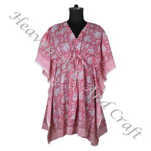 Kaftan de algodón con estampado de bloques a mano, caftán indio hecho a mano KFCS167 Abaya Kaftan caftan árabe Jalabiya Dubai, estampado de bloques a mano a la moda - Product Image 5
