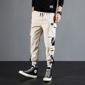 Nouveau modèle de pantalon cargo pour homme avec logo personnalisé pantalon de sport décontracté en tricot uni respirant avec poches - Product Image 3