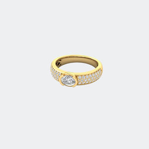 Anillo solitario ovalado de 1.00 quilates – Pavé imponente - Product Image 1