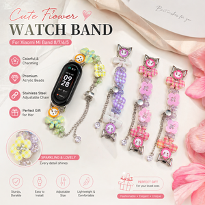 สายรัดข้อมือประดับโบว์น่ารักพร้อมลูกปัดสำหรับ <span class=keywords><strong>Mi</strong></span> Band 9 <span class=keywords><strong>10</strong></span> สายรัดข้อมือแฟชั่นไข่มุกสำหรับผู้หญิงสาวๆ สไตล์เครื่องประดับฤดูร้อน - Product Image 1