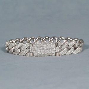 Iced Out Round Cut VVS Moissanite Diamond Cuban Link Bracelet Cadeau pour la mode masculine en argent sterling 925 - Product Image 4