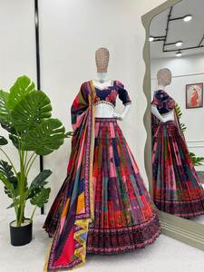 Sophistication Timeless Luxury for Every Occasion& Function Wear AMERICAN Silk Gorgeous Lahenga Choli With <b>Stole</b> - Product Image 3