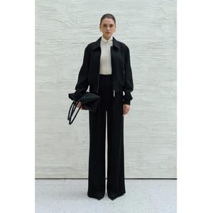 กางเกงแฟชั่นเอวสูงสำหรับผู้หญิงกางเกงขากว้างมีซิปหรูหราตัดตรงโอดีเอ็ม2จีบกางเกงและกางเกงขายาวของผู้หญิงเวียดนาม - Product Image 1