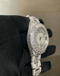 Personalizado redondo y corte Baguette VVS Moissanite diamante Acero inoxidable Iced Out reloj de pulsera automático Hip Hop hombres colección - Product Image 2