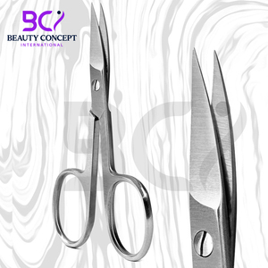 Lames incurvées antidérapantes faites à la main Ciseaux de 3.5 pouces pour couper les ongles Logo personnalisé en acier inoxydable argenté avec pointe de lame tranchante - Product Image 6