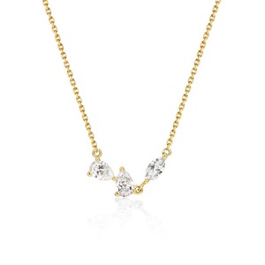 Elegante Collar Trio de Diamantes con Corte Pera y Marquesa de 0.42 Ct D-F VVS1-VS2, Diamantes Cultivados en Laboratorio en Oro Amarillo de 18K para Fiesta de Compromiso - Product Image 1