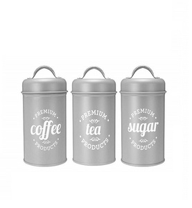 Botes de estaño con tapa de Metal galvanizado de diseño antiguo Juego de tarros de almacenamiento de cocina de aspecto estándar para alimentos para uso doméstico en hoteles - Product Image 2