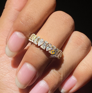 Multi corte ovalado y corte de pera Moissanite alternando eternidad completa banda de boda a juego para mujeres en plata 925 - Product Image 3