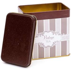 Boîte de rangement rectangulaire en métal Elegance 80x120x120mm avec couvercle coulissant Capacité de 1L pour l'organisation et le bureau à domicile - Product Image 1