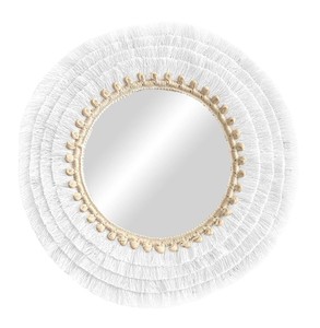 กระจกผนังปอกระเจาและผ้าฝ้ายราฟเฟอร์-ทำด้วยมือจากธรรมชาติ - Product Image 2