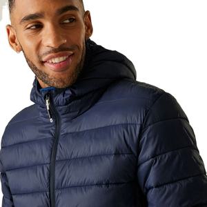 Chaqueta Acolchada Impermeable de Invierno para Hombre, Personalizada por el Fabricante, Cortavientos, Gruesa, Azul, con Capucha, Logotipo Frontal, Acolchada - Product Image 3