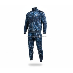 Men Black Speckled Tracksuit Set Full Sleeve <b>Zipper</b> <b>Jacket</b> Jogger Pants Casual Sportswear Breathable Autumn Wear OEM - Product Image 3