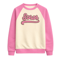 Sweat-shirt ras du cou à manches raglan Ivory Soror pour femme, style sororité grecque, rose et vert, pour la fraternité universitaire, élégant, décontracté, en polaire d'hiver