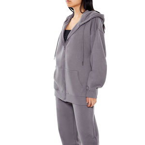 Sweat à capuche à manches longues en polaire OEM pour femmes sweat-shirt à fermeture éclair haut chaud à la mode sweat à capuche à fermeture éclair en polaire personnalisé - Product Image 2