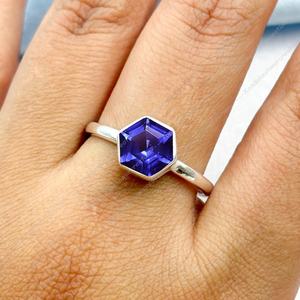 แหวนทอง14K แหวนพลอยรูปหกเหลี่ยม8มม. แหวนครบรอบทุกวัน December birstone 925เงิน - Product Image 2
