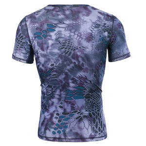 เสื้อยืดแขนสั้นพิมพ์ลายพรางสำหรับผู้ชายทรงเข้ารูปแห้งเร็วคอกลมเสื้อลำลอง - Product Image 6