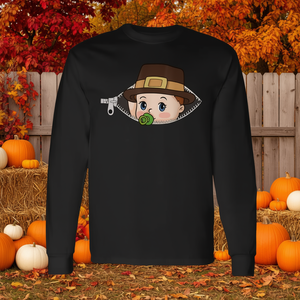 Camiseta de manga larga promocional con estampado de sombrero puritano de Acción de Gracias para bebés y mujeres embarazadas - Product Image 3