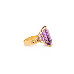 Natural Gemstone Octagon Amethyst & Round <b>Diamond</b> Cocktail Ring Wholesale Gold Jewelry Manufacturer Luxury & Classic Style - Product Image 5