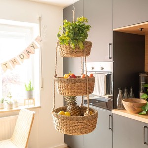 <b>Water</b> hyacinth fruit storage baskets natural hanging <b>container</b> basket for kitchen organization - Product Image 6