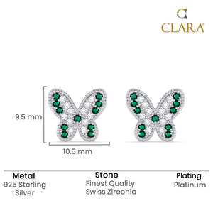 Pendientes de Mariposa Plateados, Modernos y Elegantes, con Diamantes, Circonitas y Perlas, en Rodio, para Regalo de Compromiso, Boda, Aniversario o Fiesta - Product Image 5
