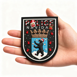 Parche de goma de PVC 3D de oso de Berlín de Navidad Alemania Edición de vacaciones insignia de PVC suave personalizada con respaldo de gancho y bucle - Product Image 1