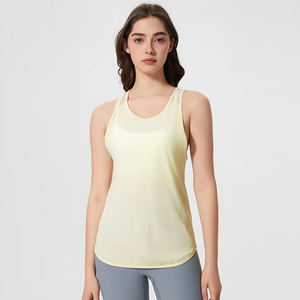 Camiseta Deportiva de Yoga para Mujer, Material Spandex, Sin Mangas, Color Sólido, Transpirable, Secado Rápido, Talla Grande, Alta Calidad - Product Image 2