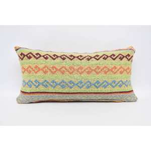 Coussin de traversin amovible et lavable en laine jaune à motifs géométriques vintage, antidérapant et écologique 12x24 pouces Coussin décoratif - Product Image 1