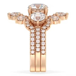 Vente en gros de bagues de fiançailles en diamant de laboratoire en or rose 14 carats de haute qualité, cadeau de mariage, bijoux fins pour femmes - Product Image 3