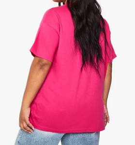 Dernier design de t-shirts unis surdimensionnés pour femmes nouvelle couleur rose à la mode douce, confortable et idéale à porter au quotidien - Product Image 6
