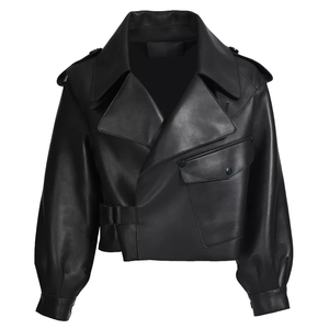 Chaquetas de cuero de moda para mujer de talla personalizada de alta calidad 2023 piel de oveja Original para invierno - Product Image 6