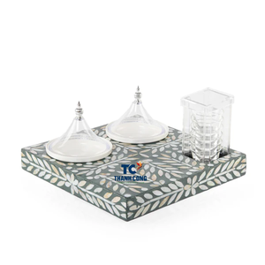 2025 ensemble de haute qualité de 3 plateaux de support de tasse à café en bois de nacre de luxe pour Ramadan Eid vaisselle et décoration intérieure - Product Image 4