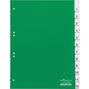 Green PVC Durable <b>A4</b> Number Register for File <b>Folders</b> 1-12 - Product Image 1