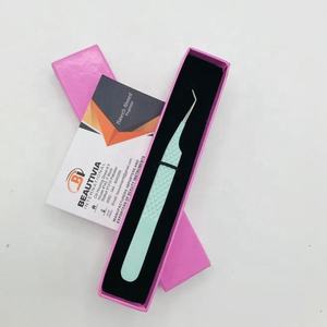 Pince à épiler professionnelle d'extension de cils à poignée en diamant Extensions de cils en fibre pointue en acier durable à 45 degrés de marque privée - Product Image 2