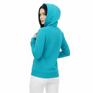 Sweat à capuche bleu cyan vierge pour impression, qualité supérieure, en molleton, pull-over tendance pour femme, streetwear, sweat-shirt en coton haute densité - Product Image 2