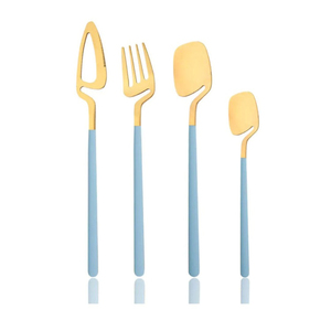 Wholesale Wedding Flatware Travel Spoon <b>Fork</b> <b>Knife</b> Gold Plated With Full Loop Handle Reusable Stainless Steel Cutlery Set - Product Image 5