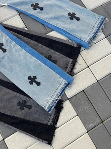 Custom Fashion Cross Design <b>Flare</b> Denim Pants for <b>Men</b> High Quality Casual Mid Waist Breathable Woven <b>Jeans</b> - Product Image 6