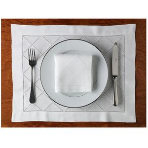Customs High Quality White <b>Linen</b> Hemstitch <b>Placemat</b>&Napkin Set for Home Restaurant Wedding Luxury <b>Placemat</b>&Napkin Set - Product Image 1