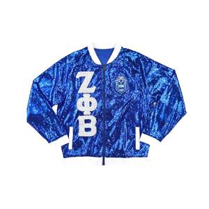 Zeta Phi Beta Sororité Veste À Paillettes Bleu Royal Blanc Vêtements De Vie Grecque Broderie Personnalisée ZPB Glitter Varsity Party Wear Veste - Product Image 1