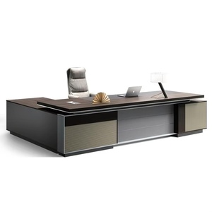 Modern Wooden Executive Office <b>Desk</b> Extendable I Shaped Director Manager <b>Large</b> Computer Table Easy Assembly Office Furniture - Product Image 1
