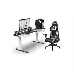 Accoudoir de jeu intelligent réglable Combo, cadre en acier 4D, capacité de charge de 160 kg, inclinaison manuelle, cuir PU blanc et noir - Product Image 1
