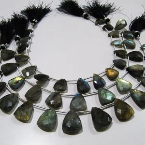 แร่แลบราโดไรต์ธรรมชาติสีเทาสีน้ำเงินล้านล้านเหลี่ยมเพชรพลอย16-18มม. ลูกปัดหินเส้นยาว9นิ้วสำหรับทำเครื่องประดับ - Product Image 1